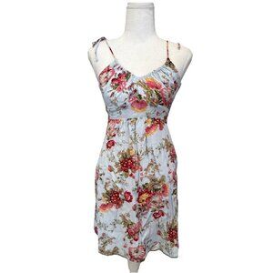 Cinnamon Girl Mini Dress Women S Blue Floral Sleeveless 100% Rayon Hippie Preppy